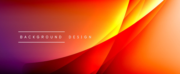 Wave liquid style lines with shadows and light on gradient background. Trendy simple fluid color gradient abstract background with dynamic straight shadow line effect