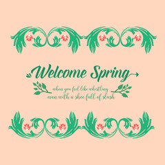 Beautiful Decoration of leaf and floral frame, for welcome spring invitation card template design. Vector