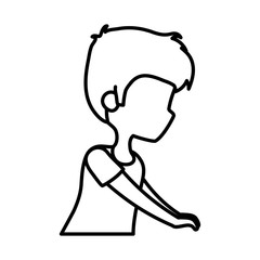 side view young man portrait character thick line