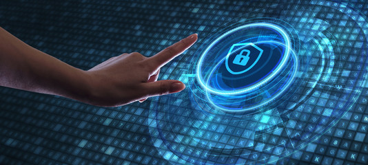 Cyber security data protection business technology privacy concept. Young businessman  select the...