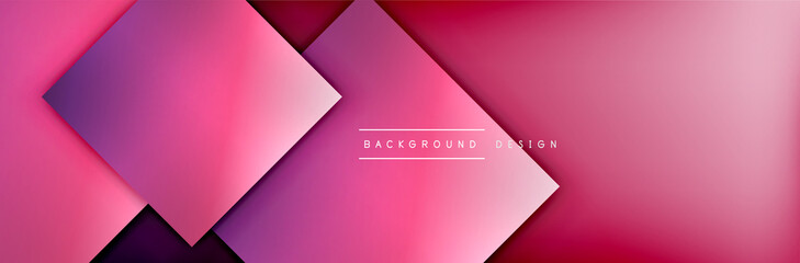 Square shapes composition geometric abstract background. 3D shadow effects and fluid gradients. Modern overlapping forms