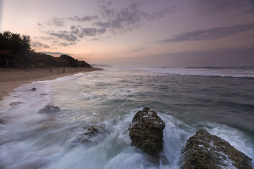 Scenic view of amazing tropical beach. Nature composition and vibrant colors.