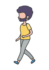 young man walking character cartoon icon