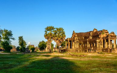 Fototapeta na wymiar Angkor Wat Temple Library Building at Sun Rise