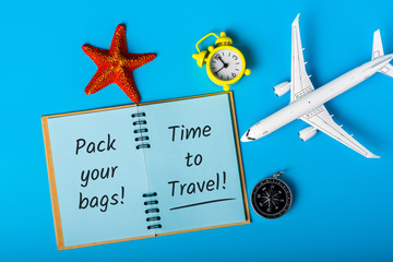 Pack your bags, Time to Travel. Summer vacations and aircrafts ticket booking concept