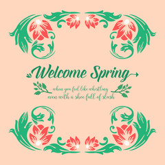 Unique shape Pattern of leaf and floral frame, for welcome spring greeting card template design. Vector