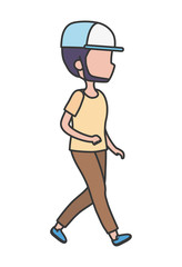 young man walking character cartoon icon