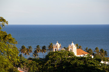 Naklejka premium Towers of an old colonial church in Olinda, Brazil