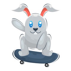 CUTE RABBIT WITH SKATEBOARD MASCOT CARTOON VECTOR