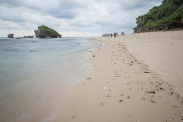 Scenic view of amazing tropical beach. Nature composition and vibrant colors.
