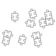 hand drawn jigsaw puzzle element illustration with doodle style