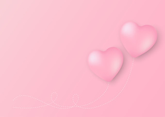 Heart shaped balloons on pink background