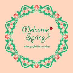 Beautiful Shape frame, with cute leaf and flower design, for welcome spring invitation card template decoration. Vector