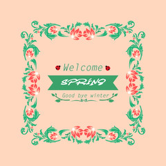 Unique leaf and wreath frame, for seamless welcome spring greeting card concept. Vector