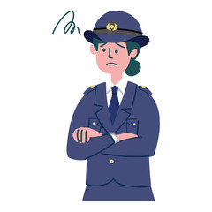 警察官　婦警　女性　困っている