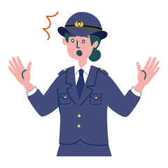 警察官　婦警　女性　びっくり