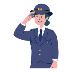 警察官　婦警　女性　敬礼