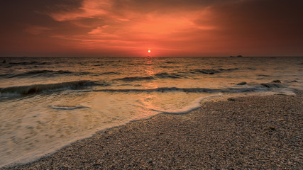 Scenic view of amazing tropical beach. Nature composition and vibrant colors.