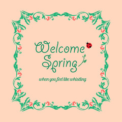 Unique leaf and wreath frame, for seamless welcome spring greeting card concept. Vector