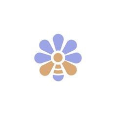 Bee logo with flower icon vector design