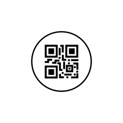 Scanning black round simple qarcode on phone screen icon, for interface concept elements, app ui ux web button logo.vector design