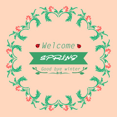 Modern pattern of leaf and flower frame, for welcome spring poster design. Vector