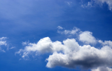 Bright blue sky and white clouds in summer 