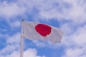 Japan's flag and sky as background