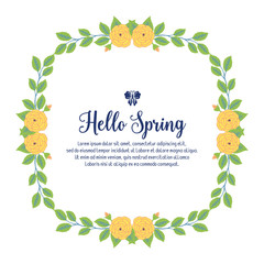 Obraz na płótnie Canvas Seamless pattern of leaf and floral frame, for hello spring greeting card template design. Vector
