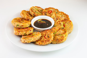 Mung-bean pancake which is called Bindaetteok