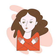 Flat vector illustration with sad girl