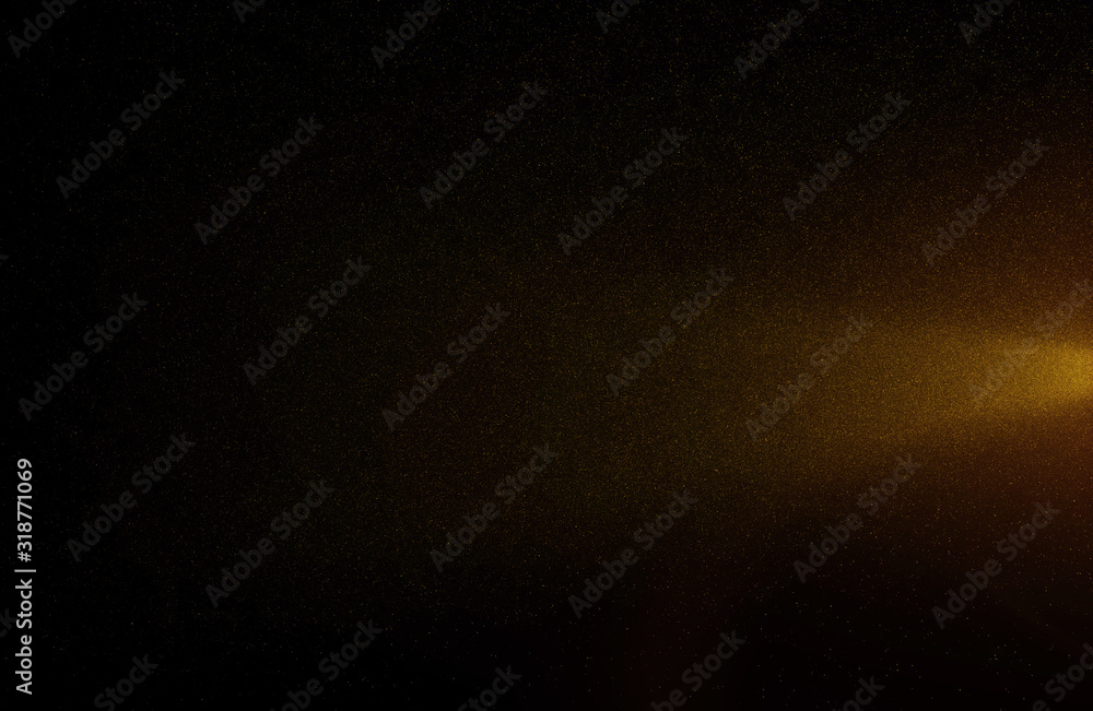 Wall mural glowing golden abstract bokeh glitter lights background of flickering gold particles and light flare