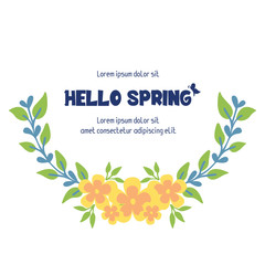 Simple shape pattern of leaf and flower frame, for hello spring greeting card template design. Vector