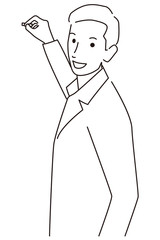 線画　解説　セミナー　男性　モノクロ