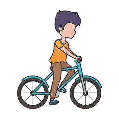 Fototapeta na wymiar young man riding bike alternative tansport