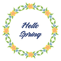 Unique Decor of leaf and floral frame, for modern hello spring greeting card design. Vector