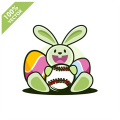 Baseball ball with easter rabbit vector illustration