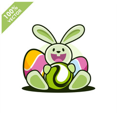 Tennis ball with easter rabbit vector illustration