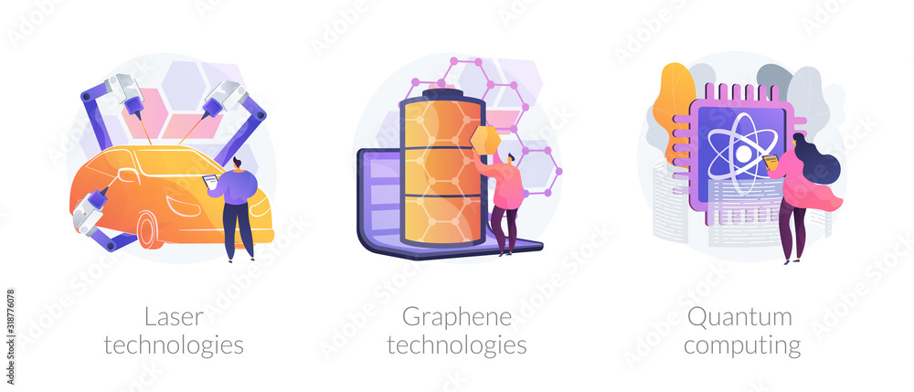 Poster hexagonal carbon atom grid properties. innovative computation software. laser technologies, graphene