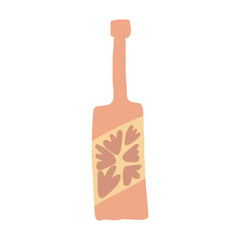 Cute alcohol bottle in doodle style. Freehand drawing. Funny glass bottle isolated on white background.