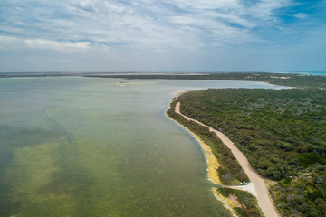 Aerial view of Lake George in Beachport, South Australia