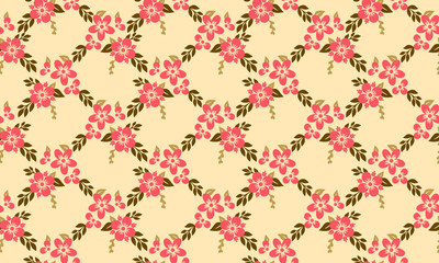 Elegant pink rose flower for valentine, with pattern background of leaf and floral.