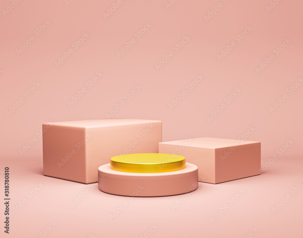 Poster abstract geometric shapes background. modern minimal mock up for podium display or showcase. 3d rend