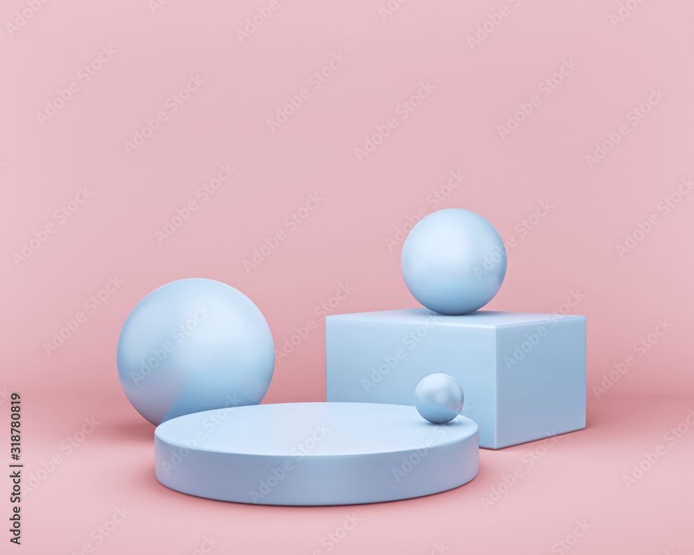Poster abstract geometric shapes background. modern minimal mock up for podium display or showcase. 3d rend