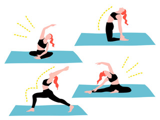 woman doing yoga pose set