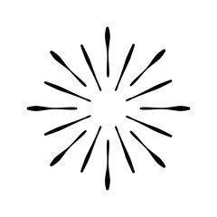Retro sun Burst shape and vintage sunburst explosion. Light rays of burst. Vintage logo, labels, badges. Geometric shapes stars and vector design element isolated. Minimal black firework burst