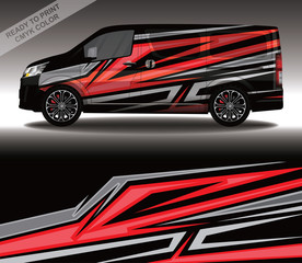 Obraz premium Car wrap decal design vector, custom livery race rally car vehicle sticker and tinting.