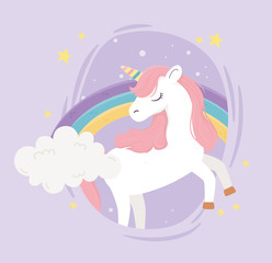 unicorn rainbow clouds stars ornament fantasy magic dream cute cartoon