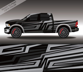 Obraz premium Car wrap decal design vector, custom livery race rally car vehicle sticker and tinting.