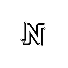 N logo technology icon vector design